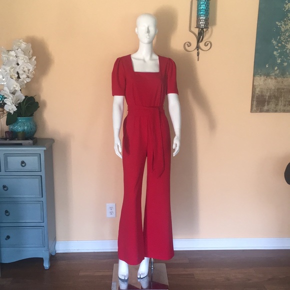 Alex Marie red short sleeves, square neck  Jumpsuit/Romper square neck size S - Picture 3 of 14